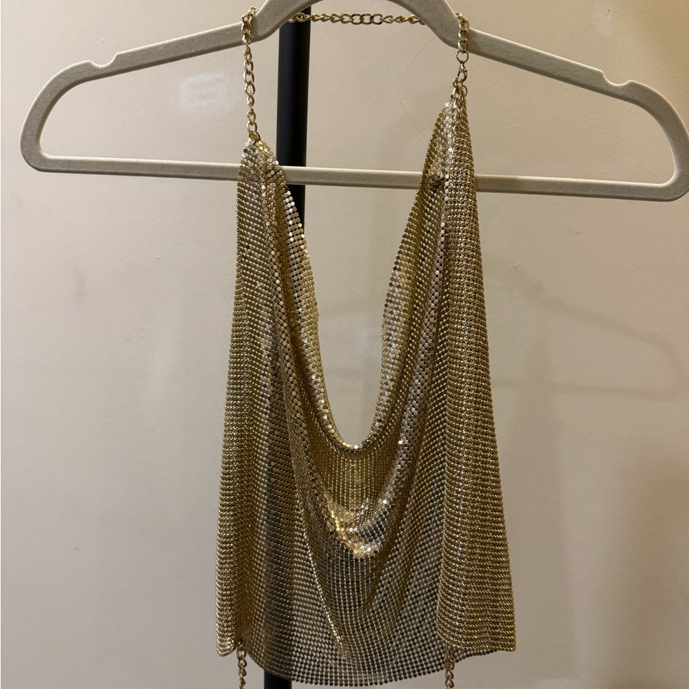Vintage Gold Chainmail Halter Top